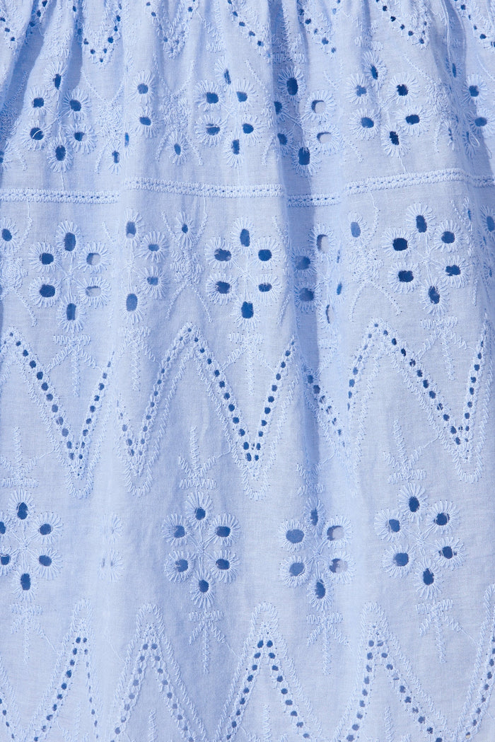 Lawson Dress In Sky Blue Cotton Broderie - fabric