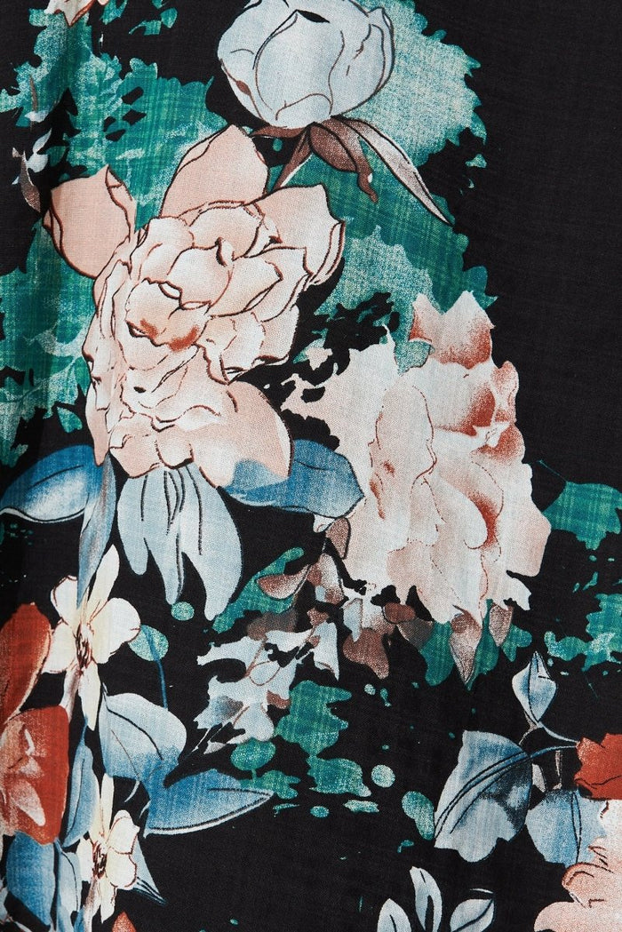 Chalton Midi Dress In Black Floral Cotton - St Frock (Dev)