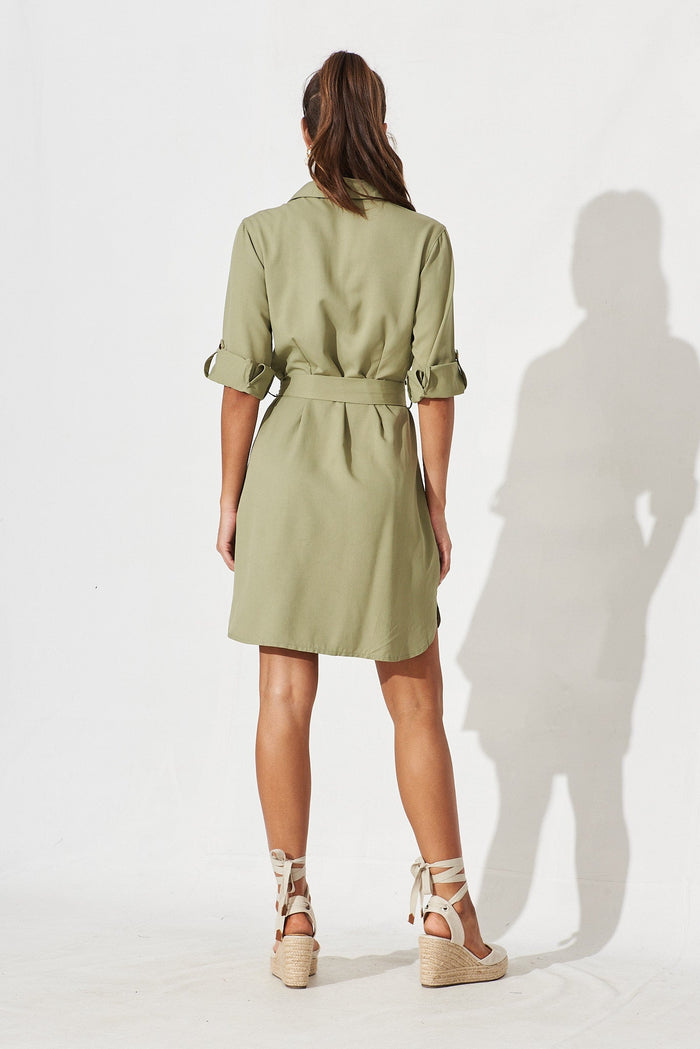 Repton Shirt Dress In Khaki - back