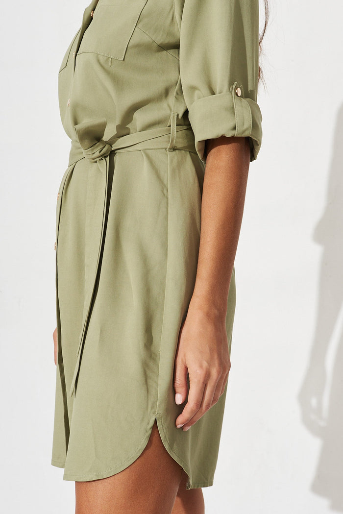 Repton Shirt Dress In Khaki - detail