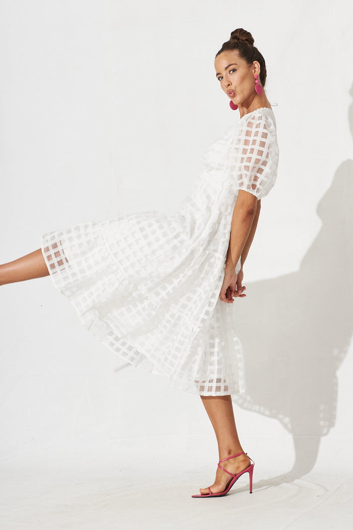 Junee Midi Dress In Junee Midi Dress In White Organza - side