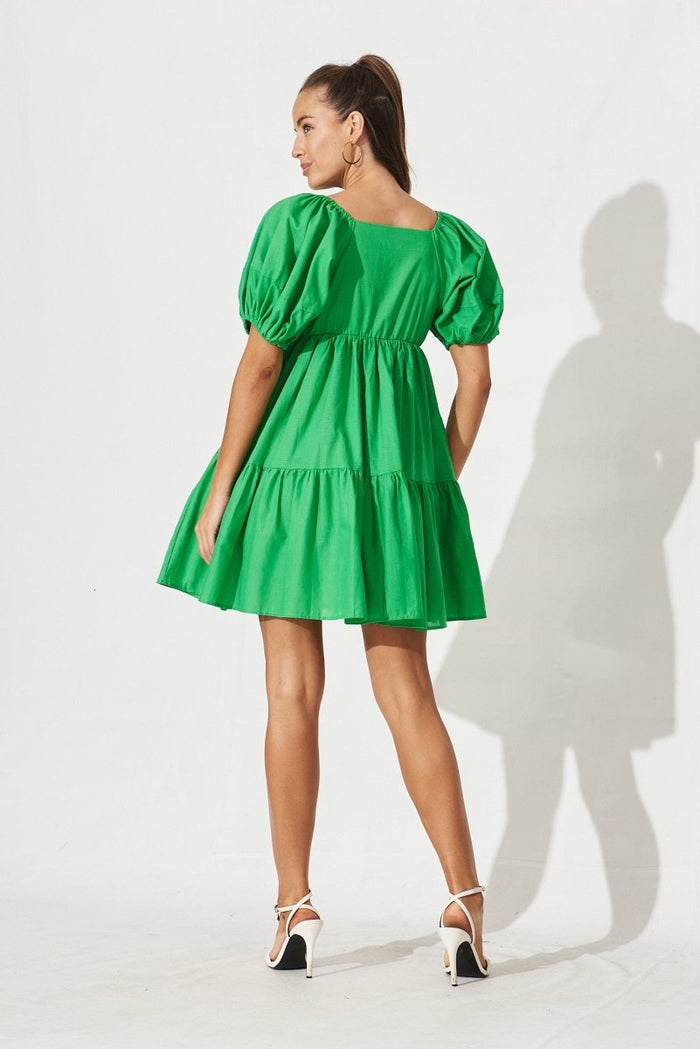 Bombala Dress In Green Linen Blend - St Frock (Dev)