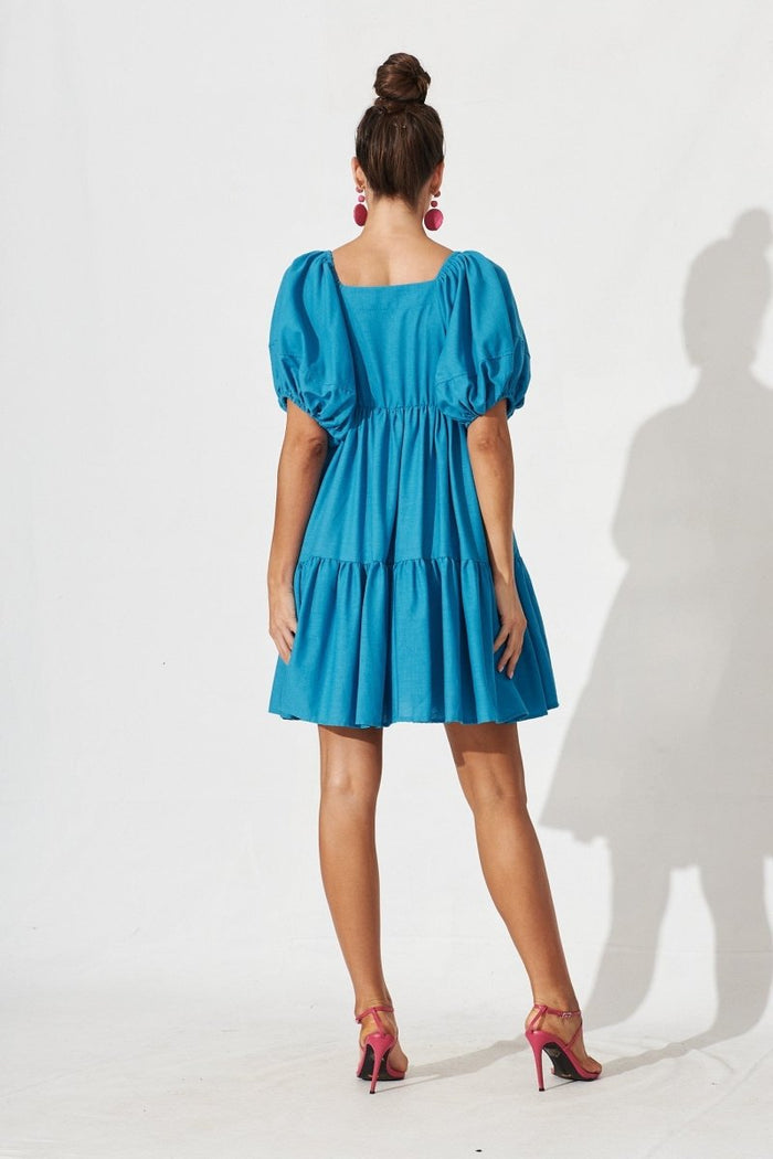 Bombala Dress In Blue Linen Blend - St Frock (Dev)