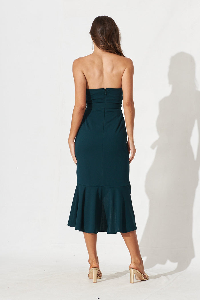 Halton Midi Dress In Emerald - back