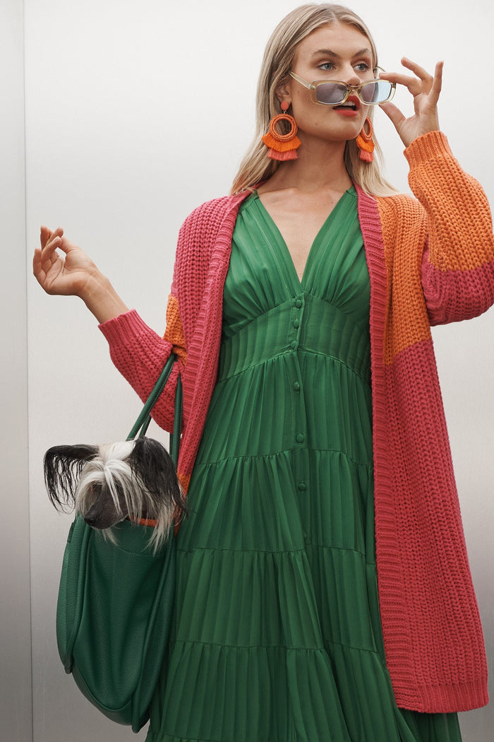 August + Delilah Portia Rectangular Sunglasses In Green - St Frock (Dev)