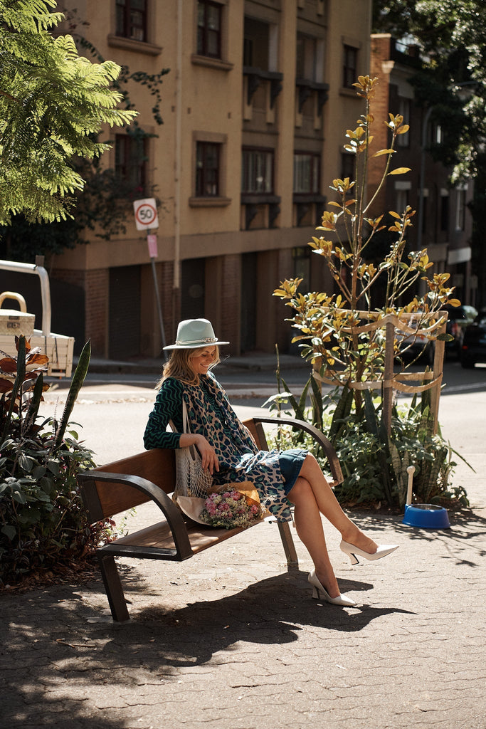 August + Delilah Montpellier Fedora In Mint With Gold Trim - St Frock (Dev)