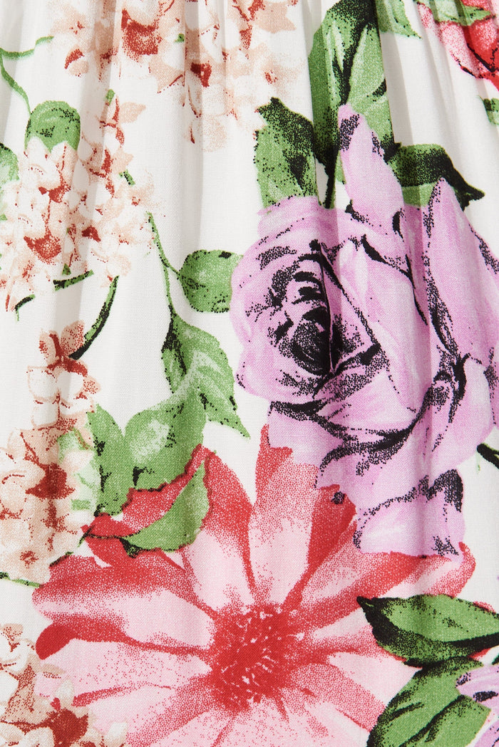 Desert Dream Maxi Dress In White With Multi Floral - fabric