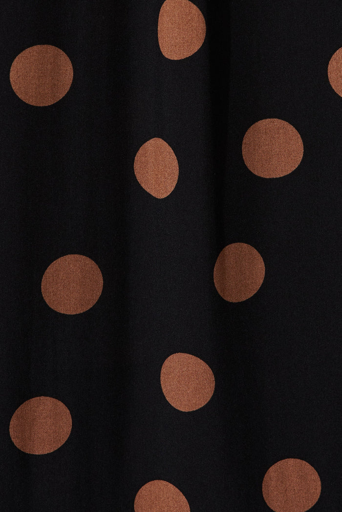 Elxi Maxi Dress In Black With Brown Spot - fabric