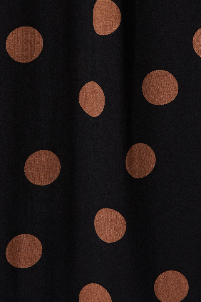 Elxi Maxi Dress In Black With Brown Spot - fabric