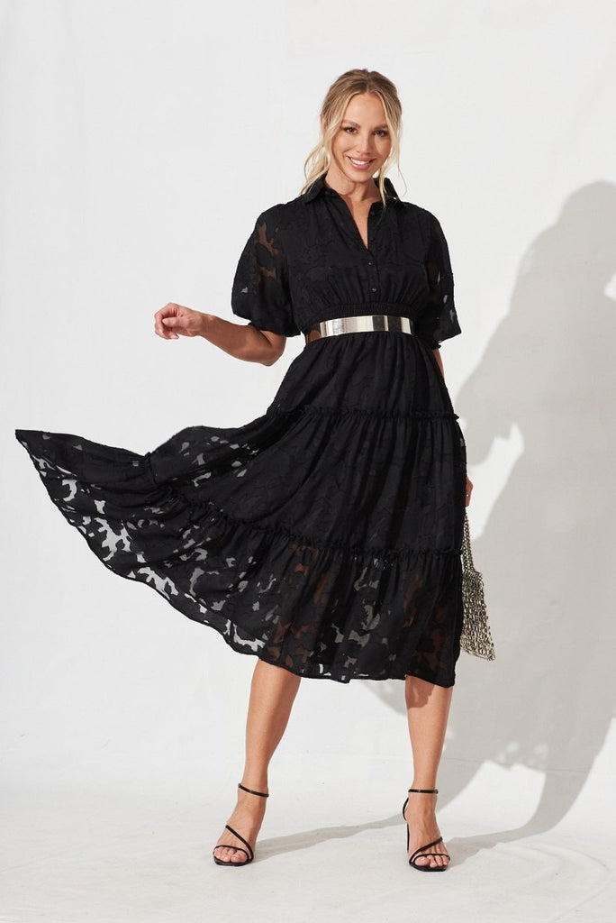 Brittney Maxi Dress In Black Burnout Chiffon - St Frock (Dev)