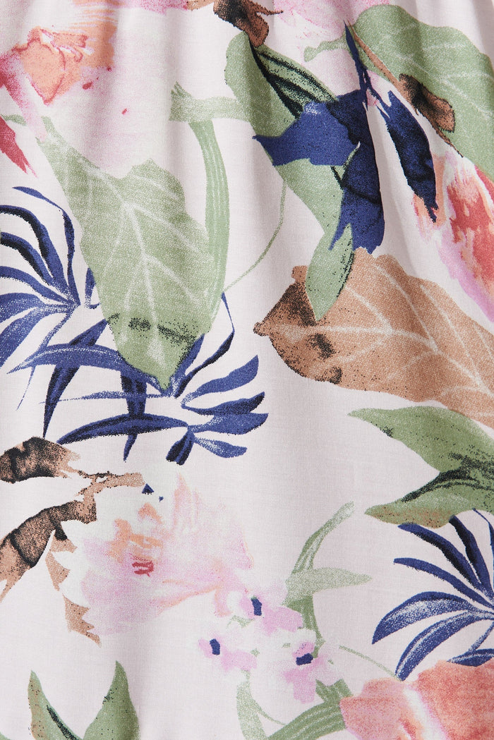 Narooma Dress In Pink With Multi Floral - fabric