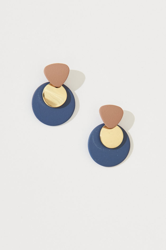 August + Delilah Adela Drop Earrings In Navy With Gold - full