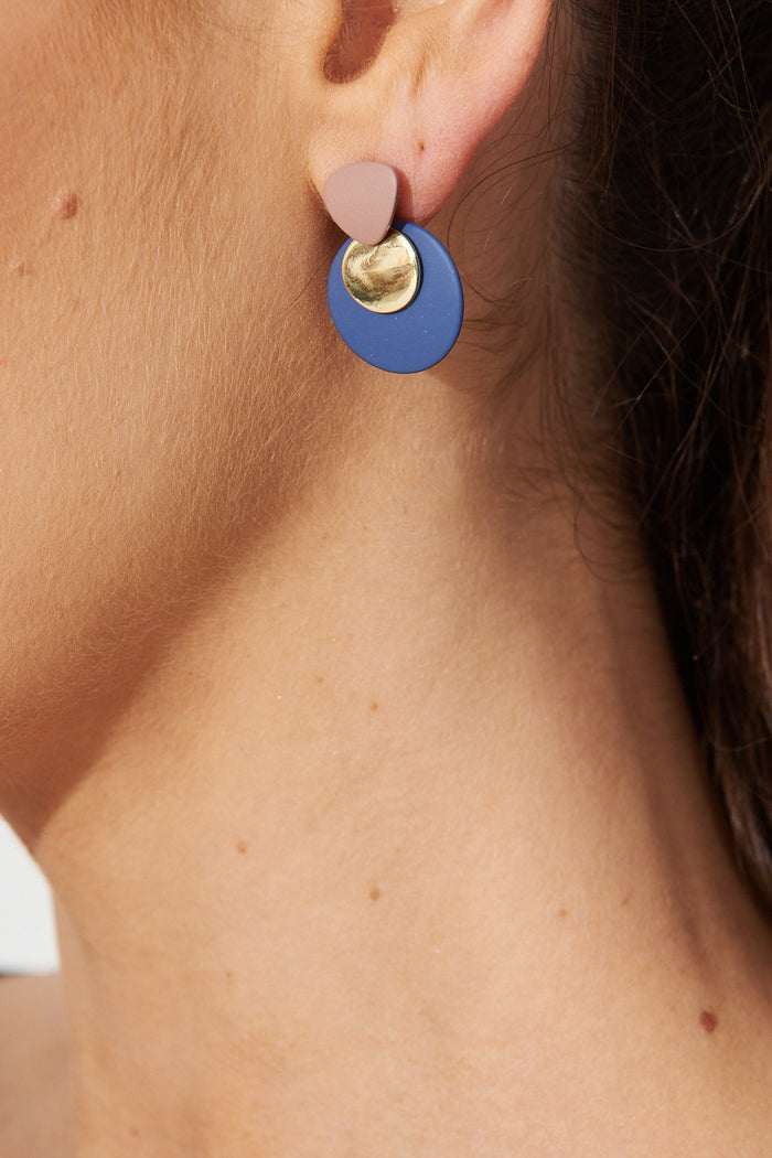 August + Delilah Adela Drop Earrings In Navy With Gold - detail