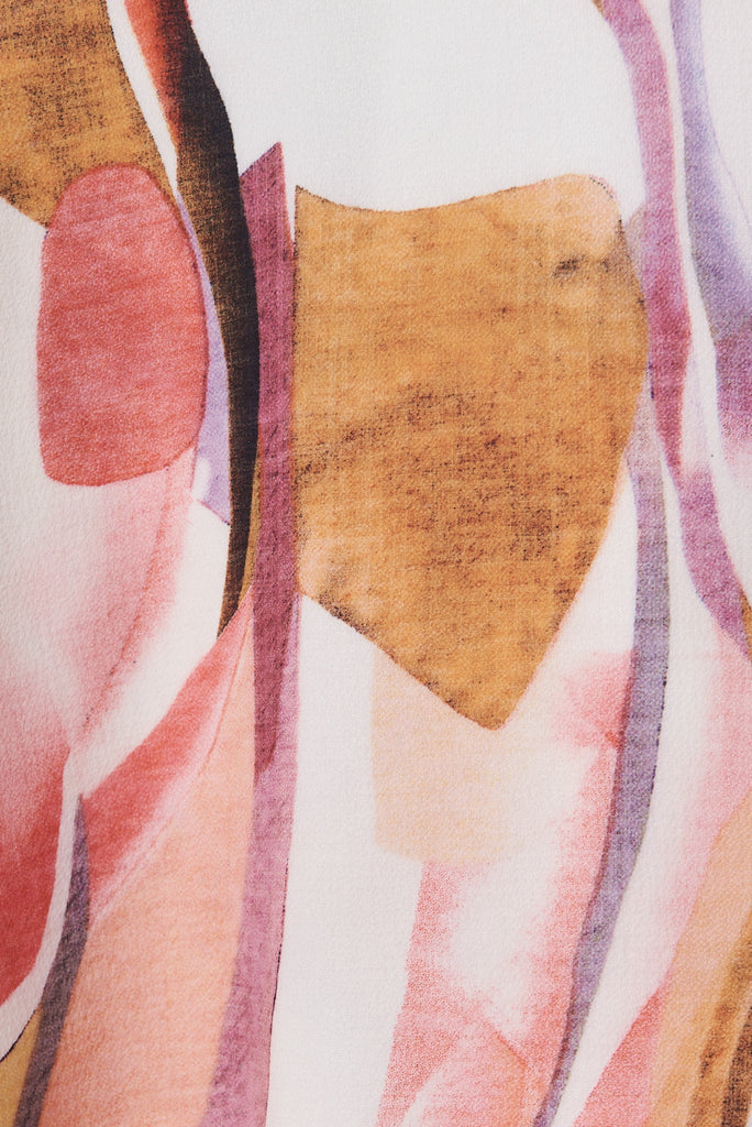 Lacey Wrap Dress In White With Multi Apricot Floral - fabric
