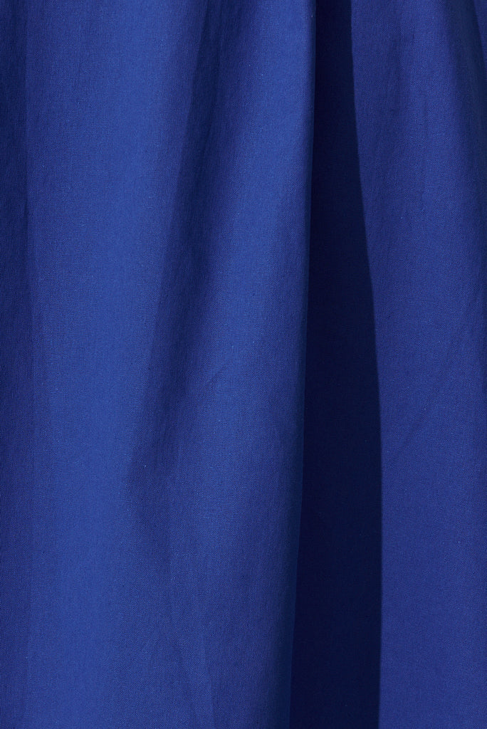 Amabelle Midi Dress In Blue Cotton - fabric