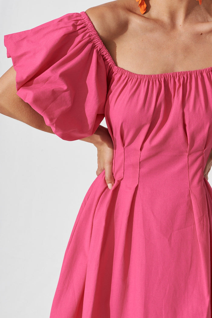 Amabelle Midi Dress In Pink Cotton - detail