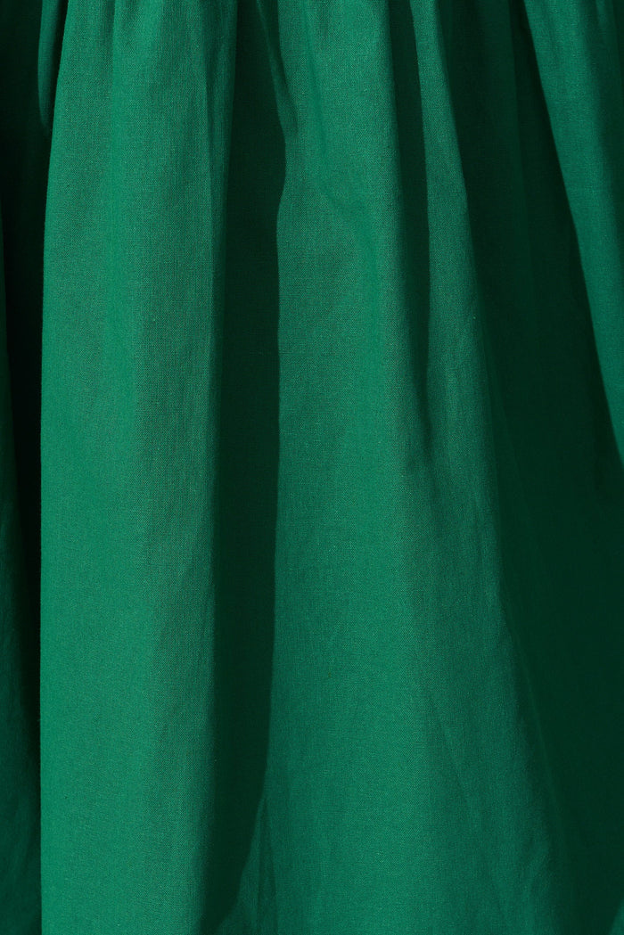 Amal Midi Dress In Green Cotton - fabric