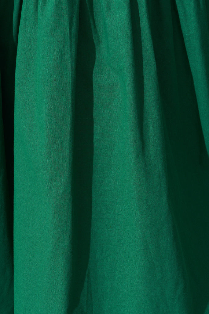 Amal Midi Dress In Green Cotton - fabric