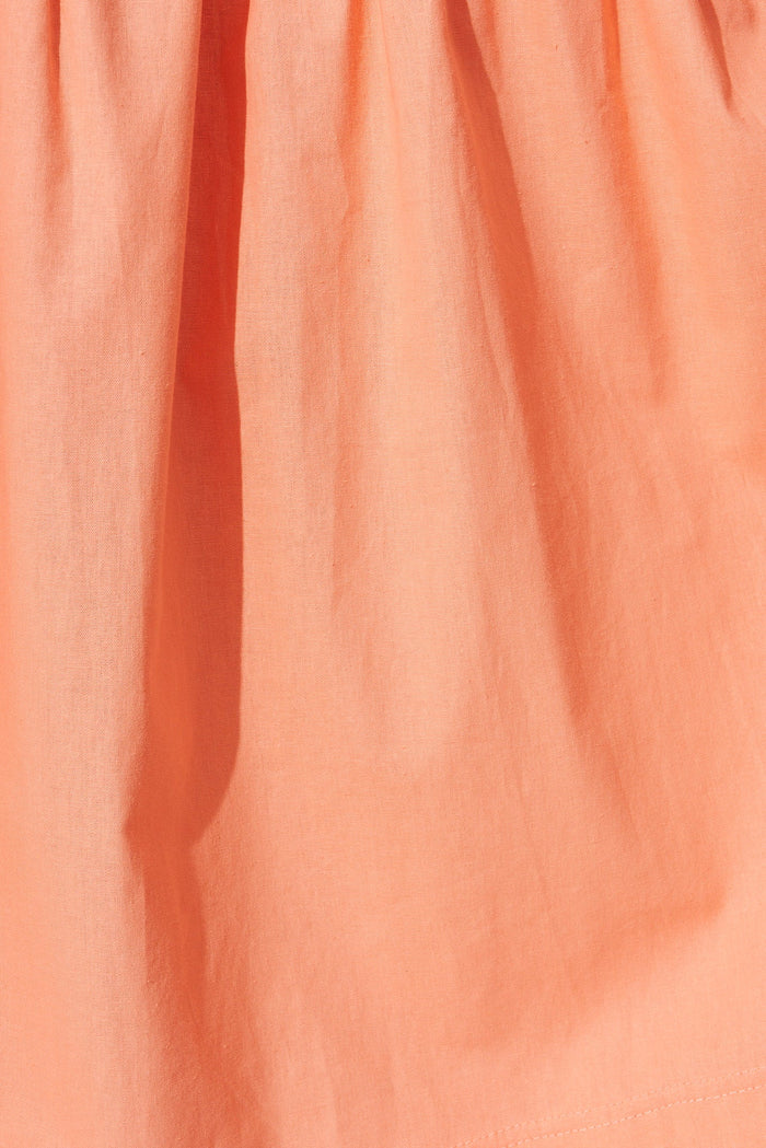 Amal Midi Dress In Coral Cotton - fabric