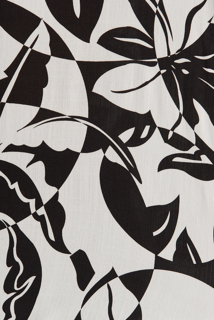 Hinami Shirt In White With Black Leaf Cotton - fabric