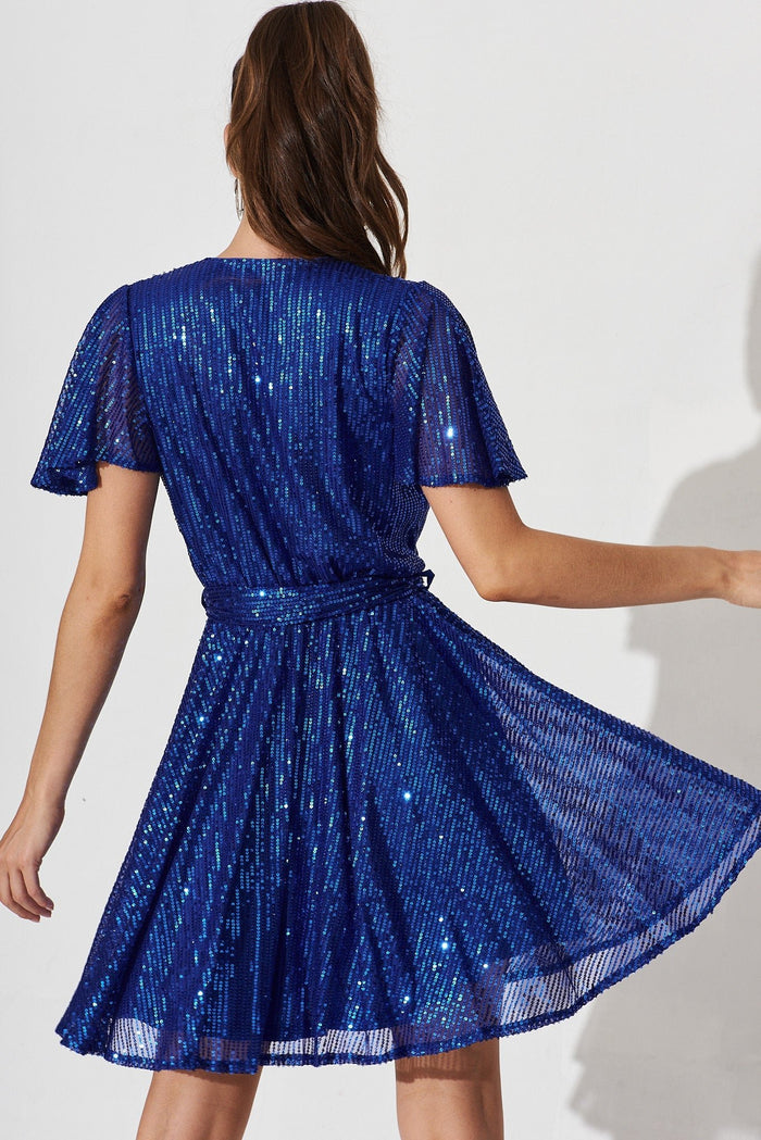 Amoretto Sequin Dress In Blue - St Frock (Dev)