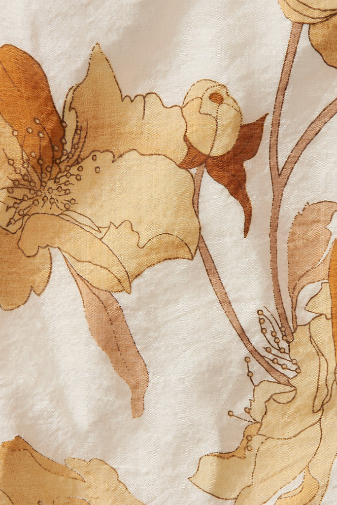 Aeryn Shirt In White With Rust Floral - fabric