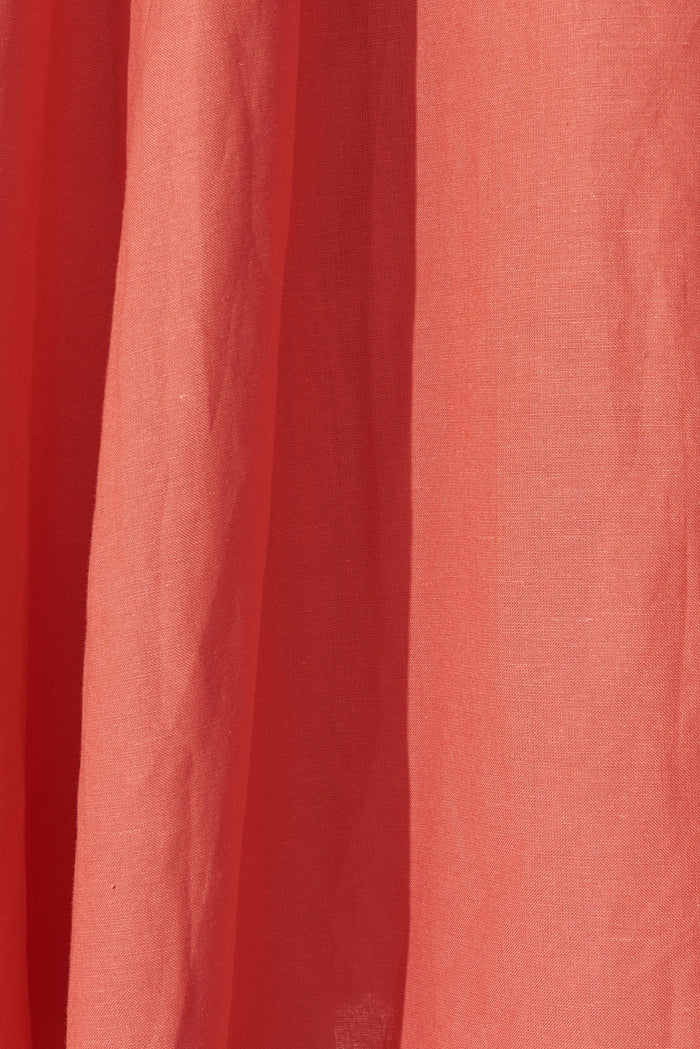 Suna Midi Dress In Coral Cotton Blend - fabric