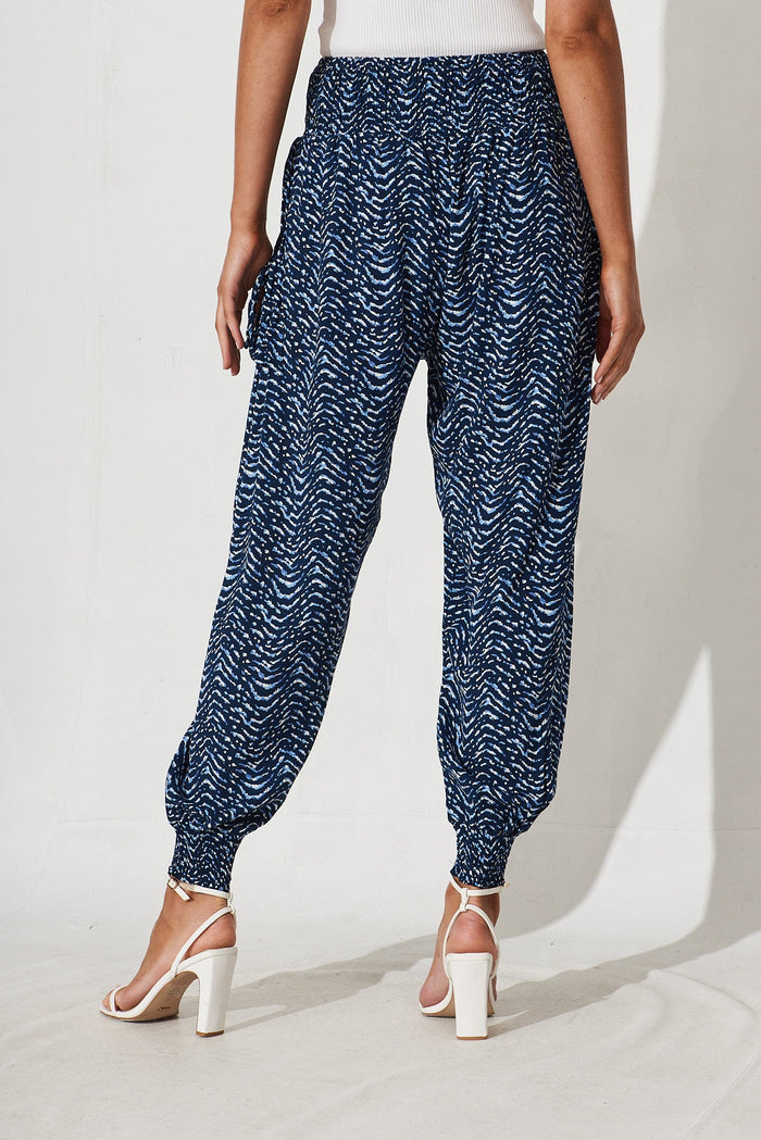 Gabby Lounge Pants In Navy With White Print - back