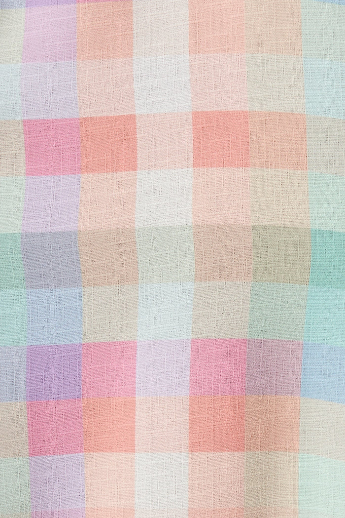 Palma Midi Dress In Multi Check Gingham Linen Blend - fabric