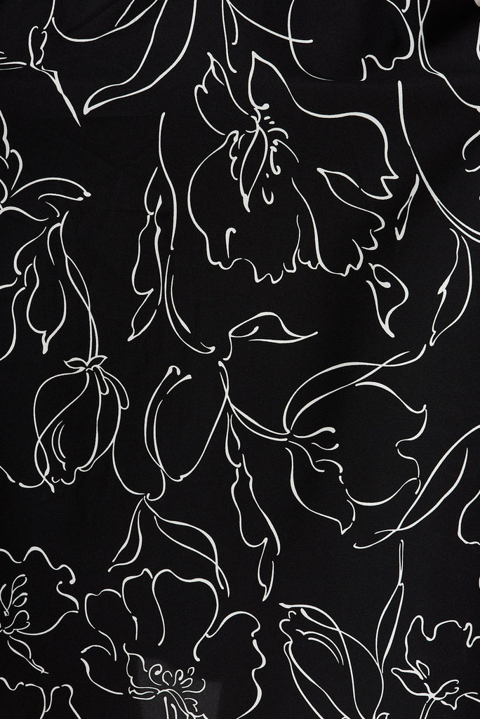 Vigo Midi Dress In Black With White Print - fabric
