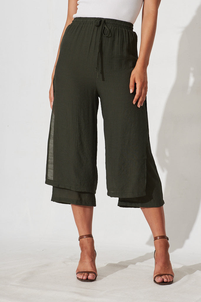 Pambula Pant In Khaki Green - front
