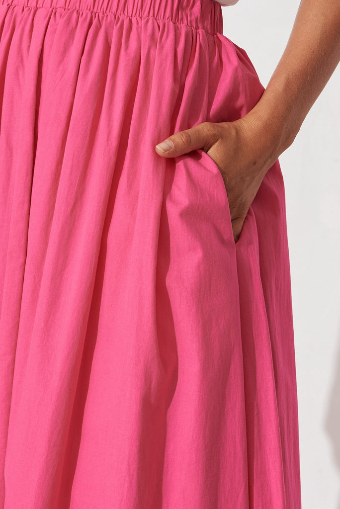 Dakota Maxi Skirt In Hot Pink Cotton - detail
