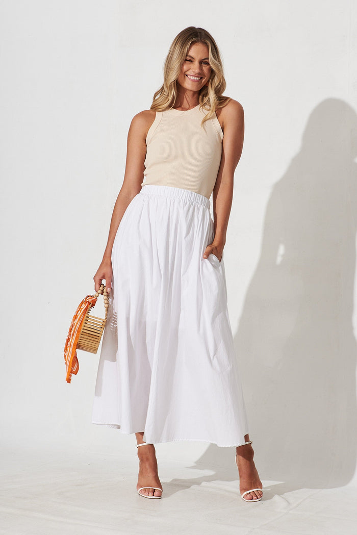 Dakota Maxi Skirt In White Cotton - full length