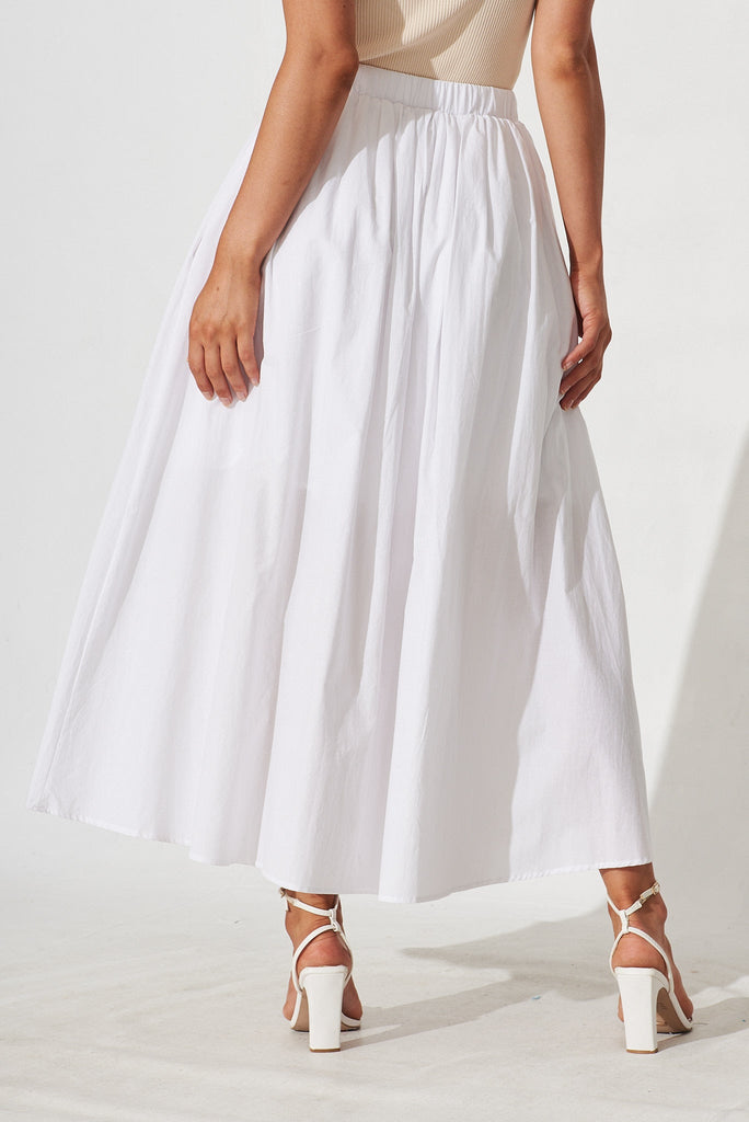 Dakota Maxi Skirt In White Cotton - back