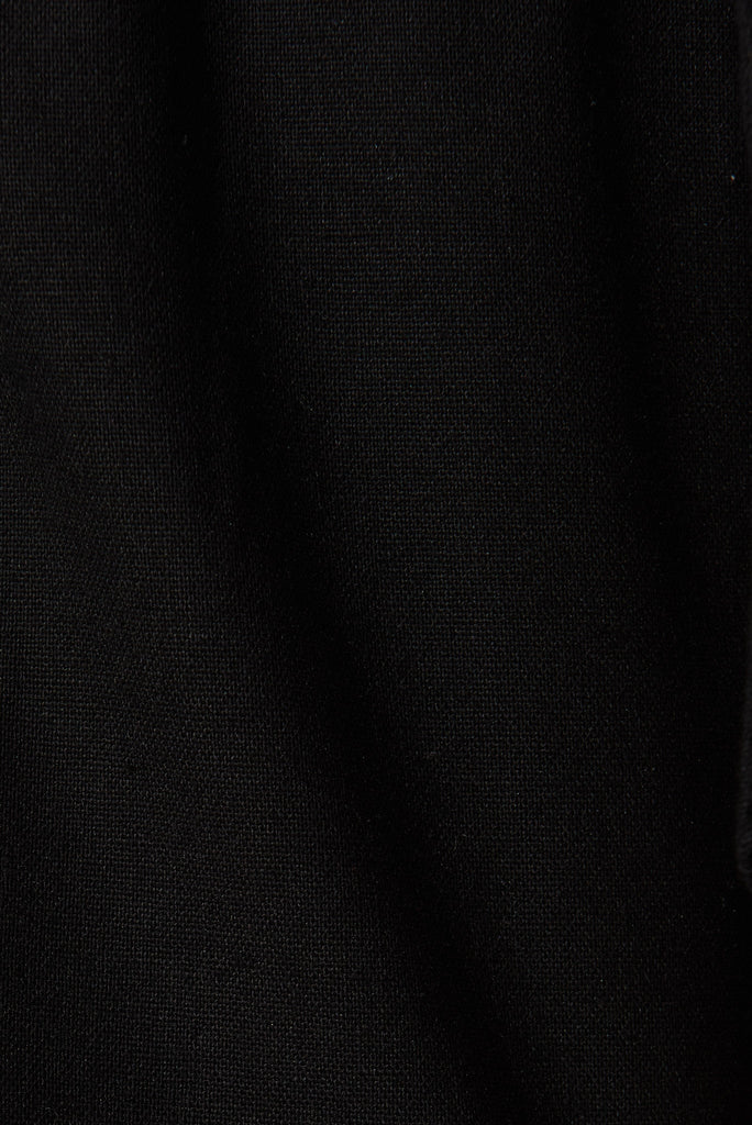 Huskisson Shorts In Black Linen Blend - fabric