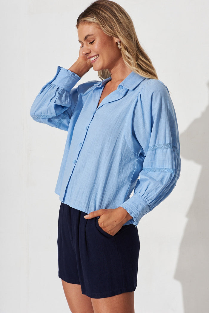 Jaylani Shirt In Blue Cotton - side
