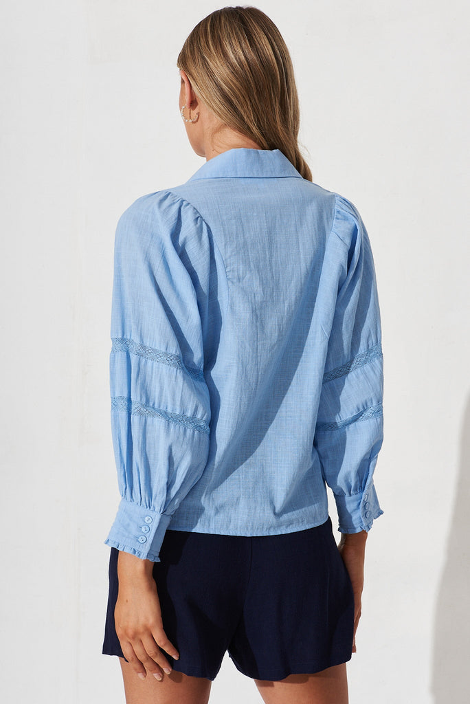 Jaylani Shirt In Blue Cotton - back