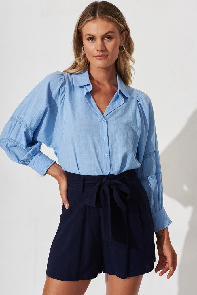 Jaylani Shirt In Blue Cotton - front