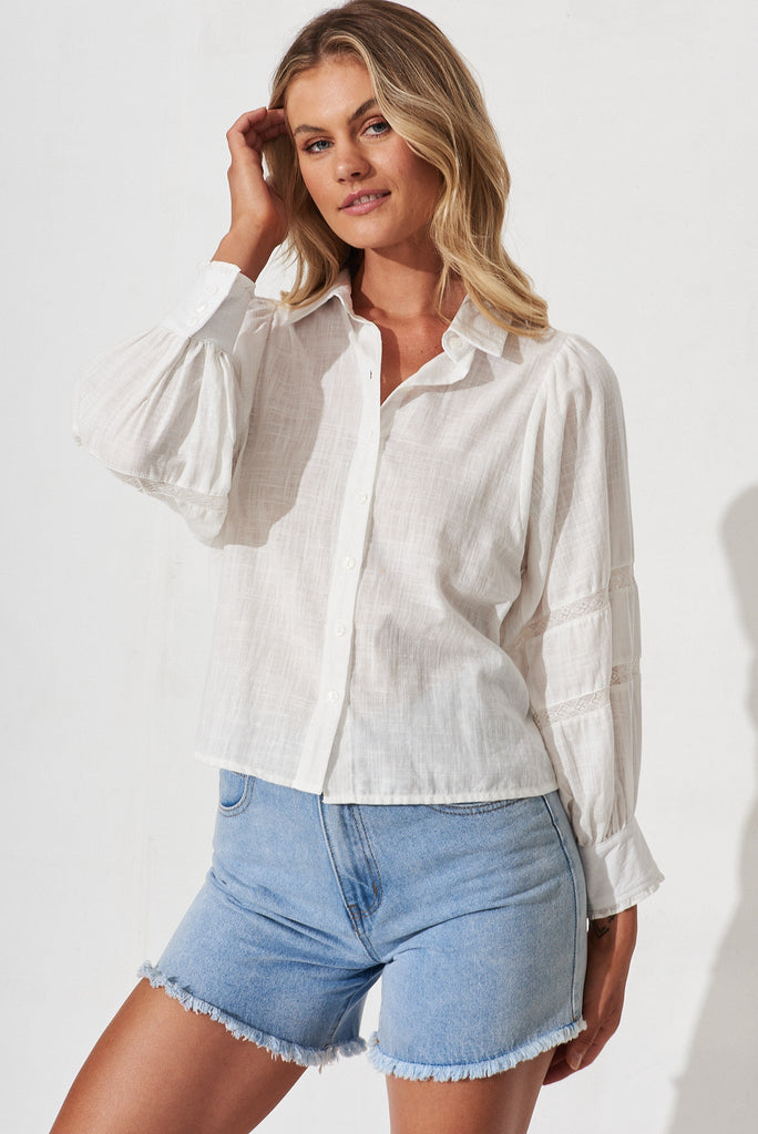 Jaylani Shirt In White Cotton - front