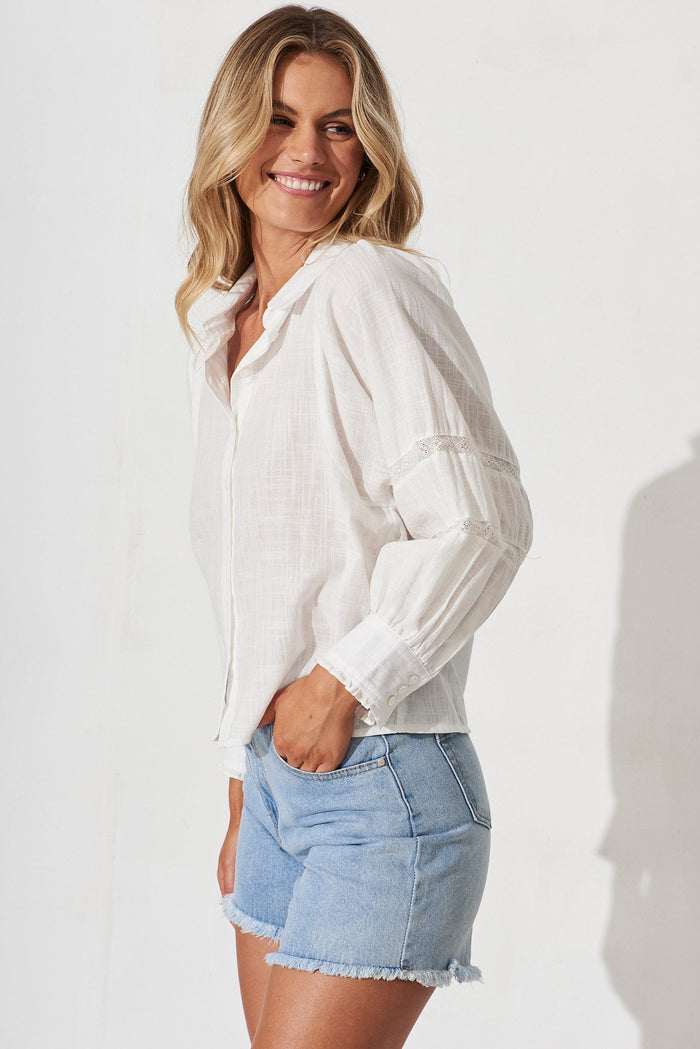 Jaylani Shirt In White Cotton - side