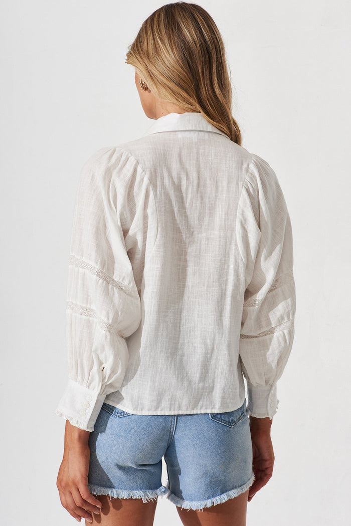 Jaylani Shirt In White Cotton - back