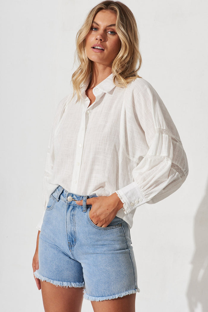Jaylani Shirt In White Cotton - front