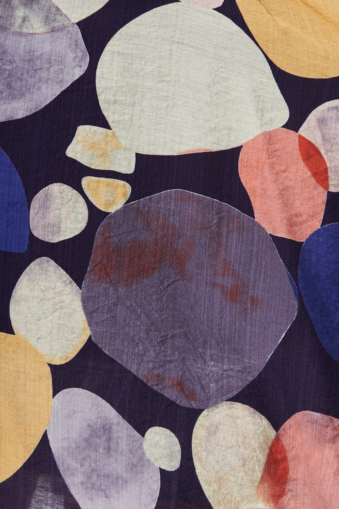 Belva Dress In Navy With Multi Print - fabric
