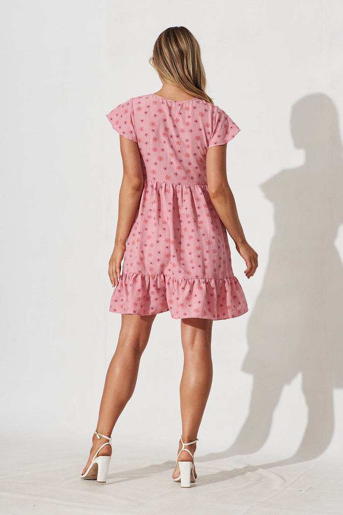 Similan Smock Dress In Pink Floral - back