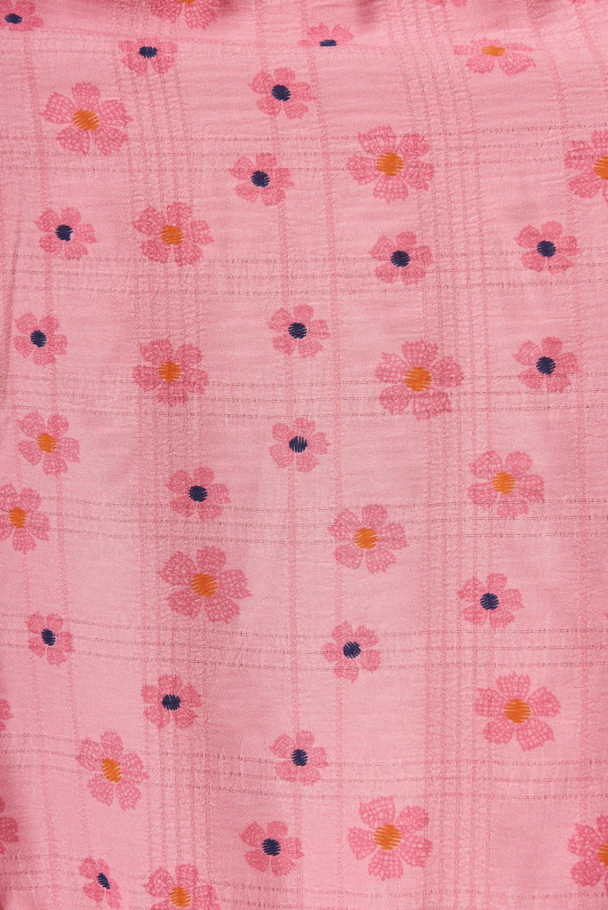 Similan Smock Dress In Pink Floral - fabric