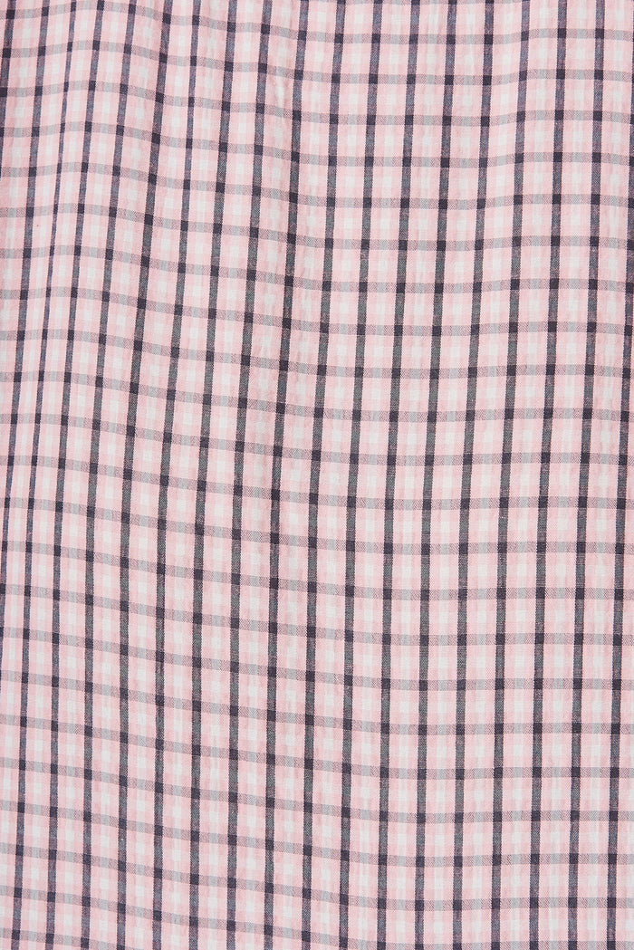 Ellalong Midi Dress In Pink With Black Check - fabric