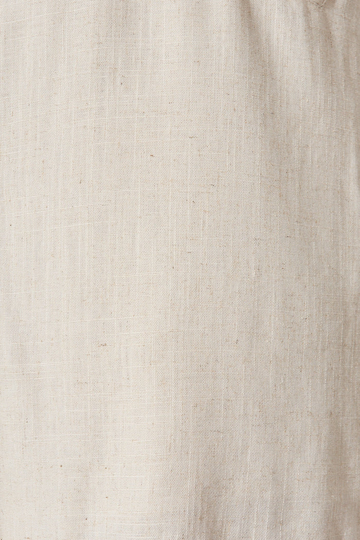 Alma Shirt Dress In Beige Linen Blend - fabric