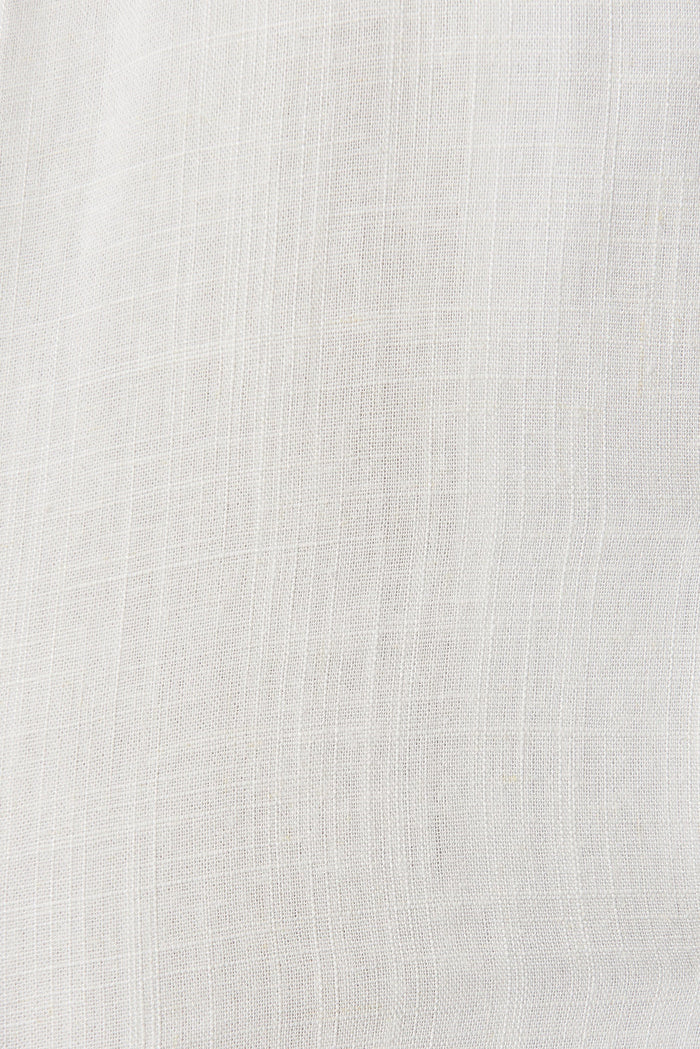 Alma Shirt Dress In White Linen Blend - fabric