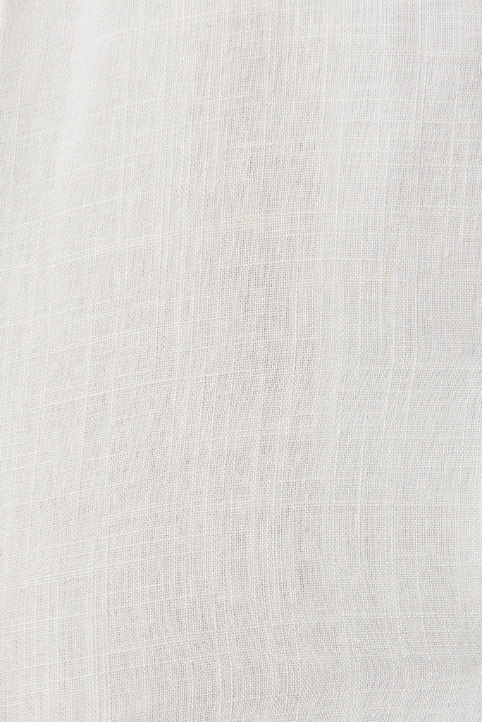 Alma Shirt Dress In White Linen Blend - fabric
