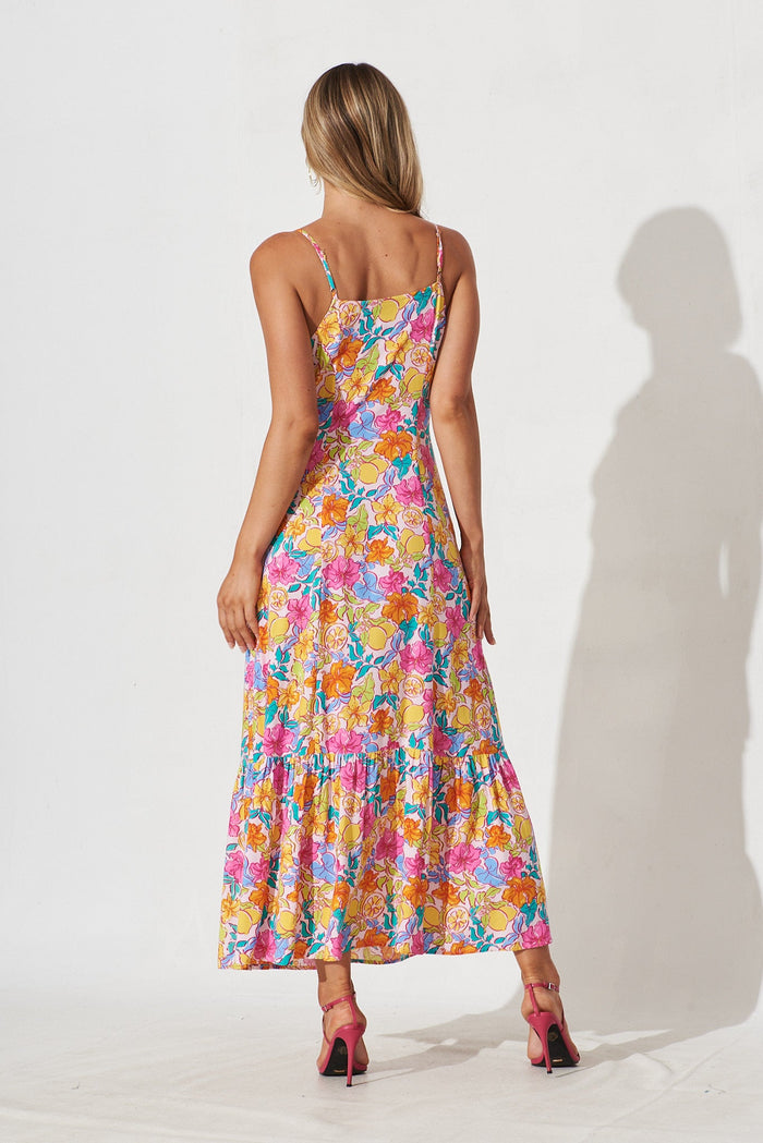 Traverse Maxi Sun Dress In Blush With Multi Floral - back